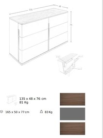 Comoda cu 6 sertare furnir din lemn de nuc si MDF lacuit, Anna