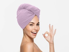 Prosop turban violet deschis cu uscare rapida, 100% bumbac