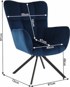 Scaun de design, ţesătură albastră, KOMODO
