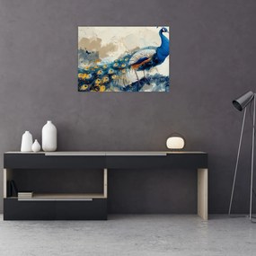 Tablou pe sticlă - Peacock, pictură (70x50 cm)