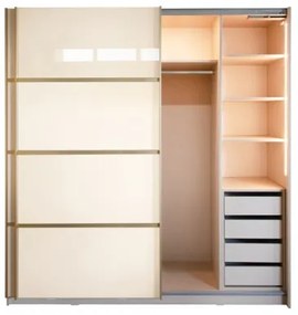 Gold Dulap 2000 Crem cu usi MDF Lucios + 2 Comode