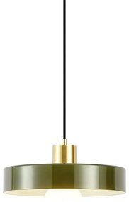 Lampă suspendată retro aurie cu sticlă verde - Jina