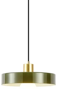 Lampă suspendată retro aurie cu sticlă verde - Jina