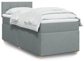 vidaXL Pat continental cu saltea, gri deschis, 80x200 cm, textil