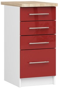 Dulap inferior de bucătărie Ozara S40 SZ4 (alb + roșu lucios). 1071104