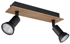 Plafoniera cu 2 spoturi directionabile design modern DREW maro inchis, negru mat