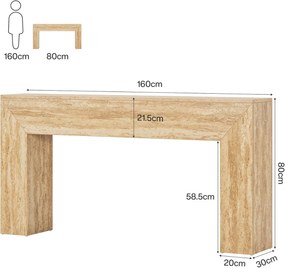MAM27 - Masa Consola, 160 cm, masuta hol, Imitatie Travertin, living, dining, dormitor - Maro