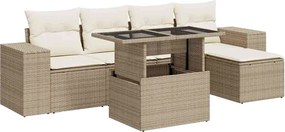 vidaXL Set canapele de grădină cu perne, 6 piese, bej, poliratan