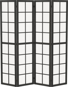 HOMCOM Paravan de Interior Pliabil cu 4 Panouri din Lemn și Material Nețesut, 160x170 cm, Negru și Alb | Aosom Romania