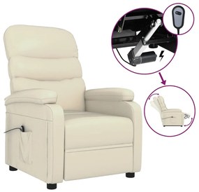 3073671 vidaXL Fotoliu rabatabil electric, crem, piele ecologică