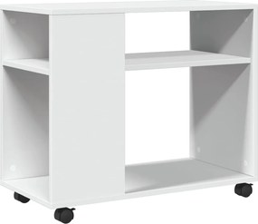 vidaXL Măsuță laterală cu roți, alb/maro, 70x35x60 cm lemn prelucrat