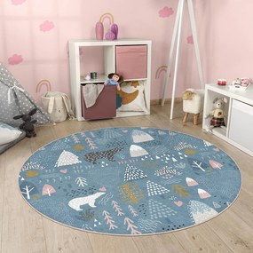 Covor pentru copii albastru lavabil ø120 cm Forest Land – Mila Home