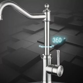 Baterie Bucătărie, Inox Satinat Model CF024 – Design Modern și Funcționalitate pentru Orice Bucătărie.
