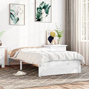 815035 vidaXL Cadru de pat, alb, 100x200 cm, lemn masiv