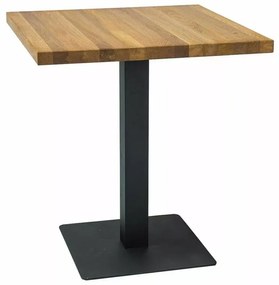 Masa de dining neagra cu blat de stejar PURO 80x80