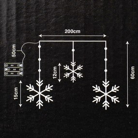 Ghirlandă luminoasă pentru exterior Snowflakes,200x60cm, LED, alb rece, temporizator, 8 funcții, 200 cm