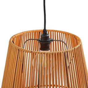 Lumină suspendată de exterior neagră cu abajururi portocalii din frânghie cu 3 lumini IP44 - Cava Jayla