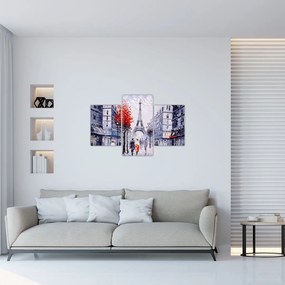 Tablou - Străzi din Paris, pictură în ulei (90x60 cm)