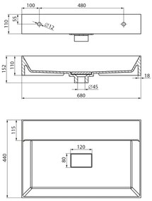Sapho - Lavoar suspendat GODIVA 68x44 cm marmură/alb