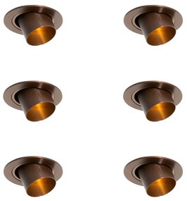 Set de 6 spoturi încastrate bronz închis GU10 35mm rotunde înclinabile - Installa