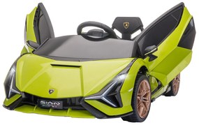 Masina electrica pentru copii 12V Lamborghini, telecomanda, viteza 3-8 km/h, 108x62x40cm, Verde HOMCOM | Aosom Romania