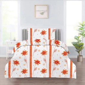 Lenjerie de bumbac ORANGE FLOWERS alb Dimensiune lenjerie de pat: 70 x 90 cm | 140 x 200 cm