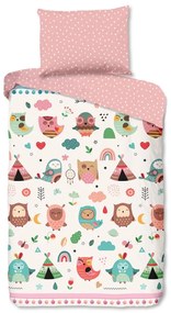 Lenjerie de pat pentru copii roz din bumbac pentru pat de o persoană 140x200 cm Wise – Good Morning