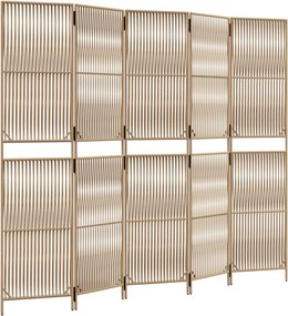 vidaXL Separator de cameră cu 5 panouri, bej, poliratan