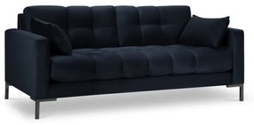 Canapea 2 locuri Mamaia cu tapiterie din catifea, picioare din metal negru, albastru inchis