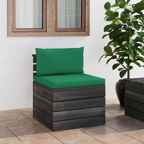 Canapea de gradina din paleti, de mijloc, cu perne, lemn pin 1, Verde, canapea de mijloc