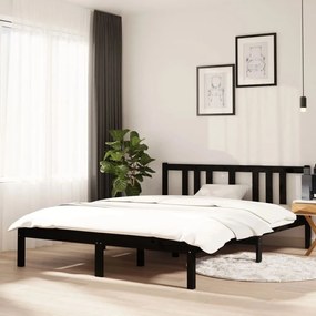 814868 vidaXL Cadru de pat, negru, 140x190 cm, lemn masiv
