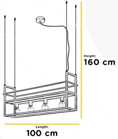 Lustră pe cablu ONLI JEFFER 4xE27/22W/230V negru