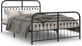 vidaXL Cadru pat metalic cu tăblie de cap/picioare, negru, 140x200 cm