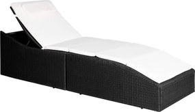 vidaXL Șezlong cu pernă, negru, poliratan
