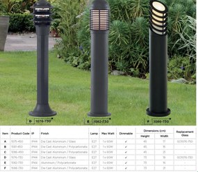 Stalp modern de exterior IP44 Outdoor H-45cm 1075-450 SRT