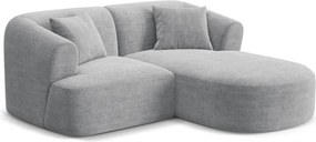 Colțar gri deschis cu tapițerie din catifea reiată (cu colț pe partea dreaptă/cu șezlong) Campi – Cosmopolitan Design