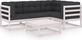 vidaXL Set mobilier de grădină cu perne, 5 piese, lemn masiv de pin