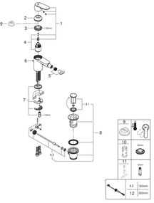 GROHE 32839000 - Baterie pentru bideu EUROSMART COSMOPOLITAN, mărime S, crom lucios