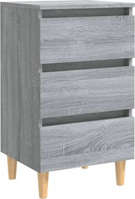 vidaXL Noptieră cu picioare din lemn masiv, sonoma gri, 40x35x69 cm