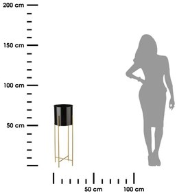 Suport flori 75x17 cm negru/auriu