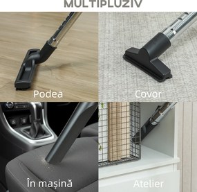 HOMCOM Aspirator 3 în 1 de 1400W, Aspirator de Solide și Lichide și Suflător, Recipient de 18L din Oțel Inox, Filtru Triplu și Accesorii, pentru Casă, Garaj și Birou | Aosom Romania