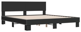3280177 vidaXL Cadru de pat negru 180x200 cm din lemn prelucrat și metal