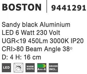 Spot LED aplicat ajustabil design modern BOSTON negru