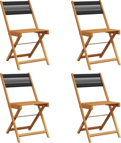 vidaXL Scaune de grădină pliabile, 4 buc., negru, lemn masiv acacia