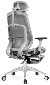 Scaun ergonomic, mecanism inclinare/blocare in 3 pozitii, tetiera reglabila, cotiere 3D, Full Mesh, Sezut Translatie, Suport picioare, Gri