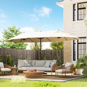 Outsunny Umbrelă de grădină XXL cu picior în cruce umbrelă mărime mare 4,6L x 2,7l x 2,4H cm oțel poliester crem | Aosom Romania