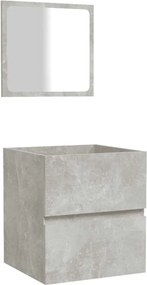 vidaXL Dulap de baie cu oglindă, gri beton, lemn prelucrat
