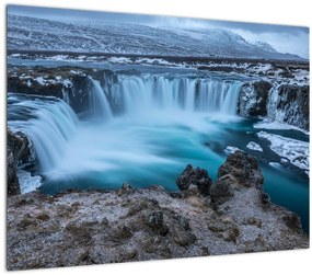 Tablou pe sticlă - Priveliște la cascade (70x50 cm)