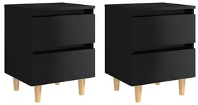 805866 vidaXL Noptiere & picioare lemn pin 2 buc negru extralucios 40x35x50cm