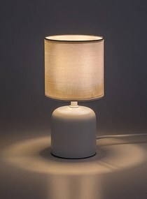 Lampa de masa ceramica si abajur alba Daphni